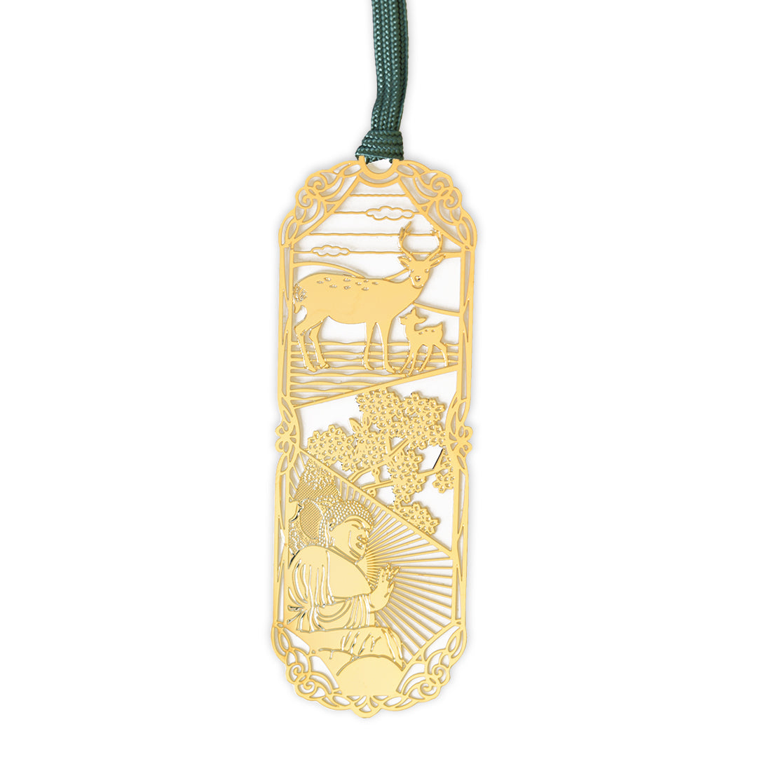 金のしおり「鹿と大仏」