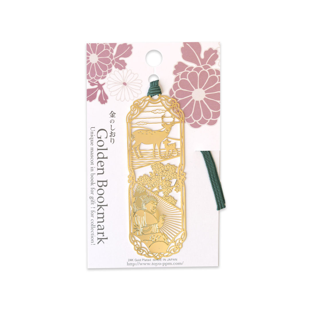 金のしおり「鹿と大仏」