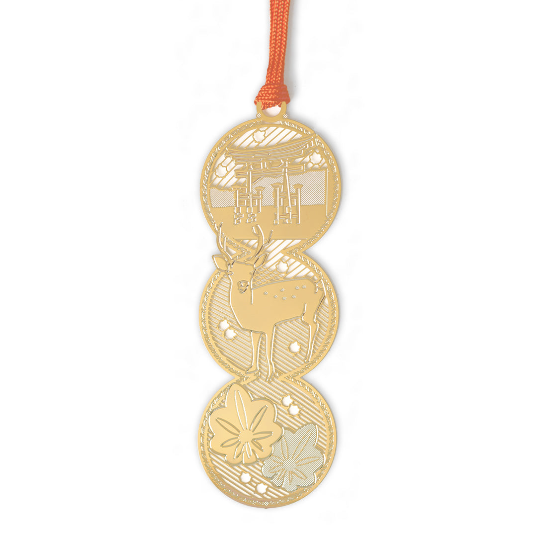 金のしおり「鳥居ともみじ」