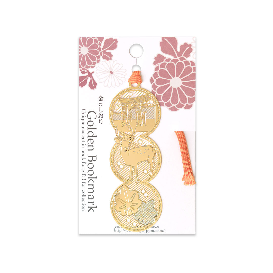 金のしおり「鳥居ともみじ」