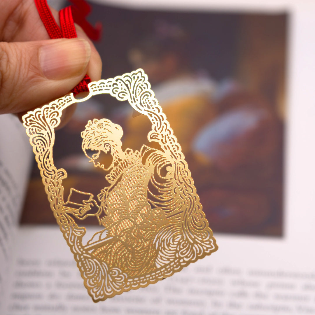 金のしおり「読書する少女」