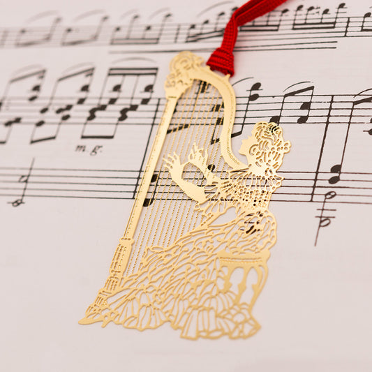 金のしおり「ハープを弾く少女」