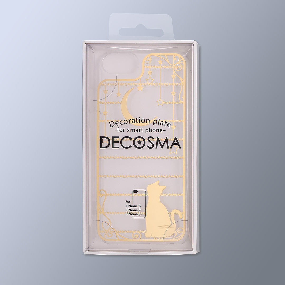 iPhone SE(第2世代)/8/7用クリアケース+プレート DECOSMA「ネコと月」