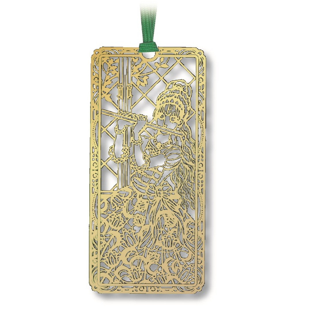 金のしおり「フルートを吹く少女」