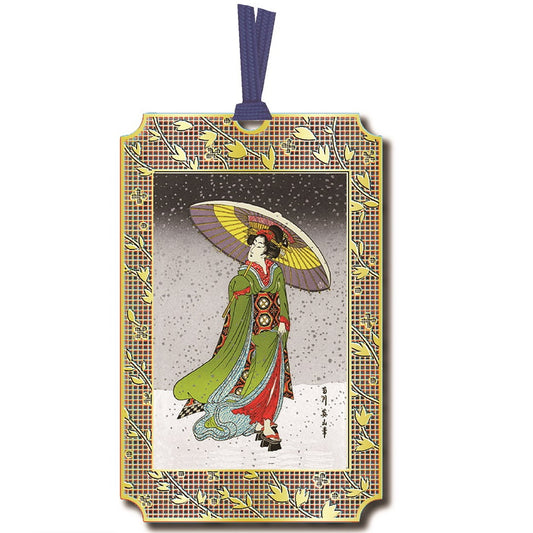 浮世絵しおり「英山 雪中美人」